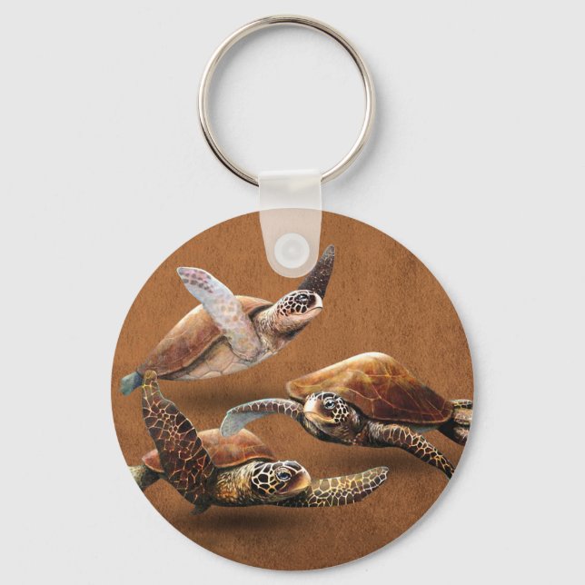 Sea Turtle Animals Extinction Save The Turtles Key Ring (Front)