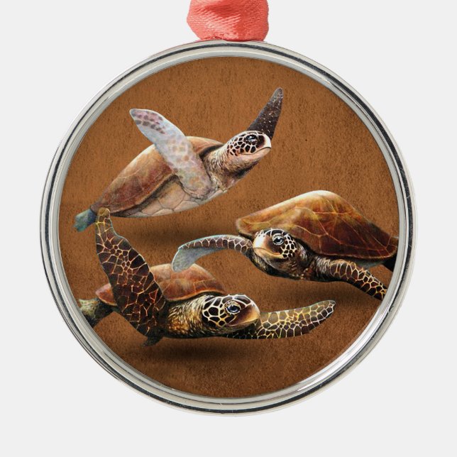 Sea Turtle Animals Extinction Save The Turtles Metal Ornament (Front)