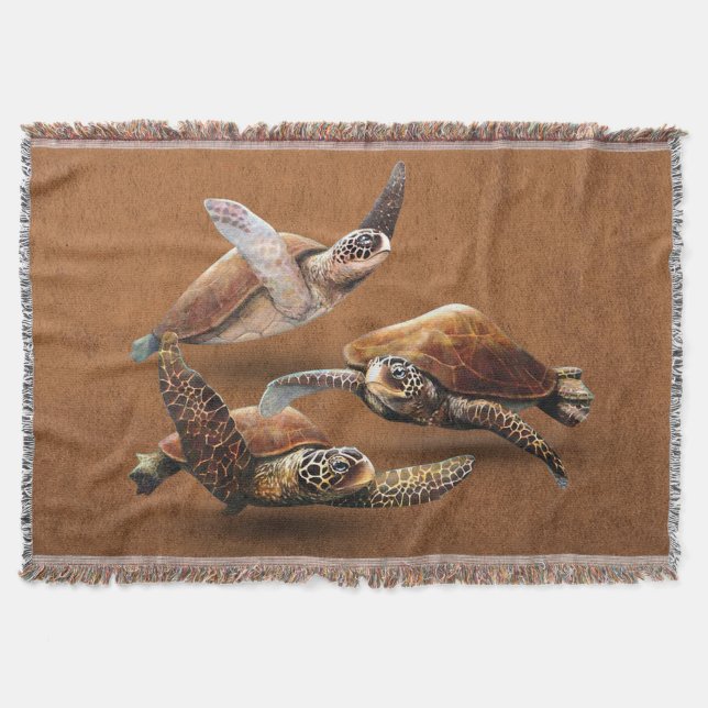Sea Turtle Animals Extinction Save The Turtles Throw Blanket (Front)