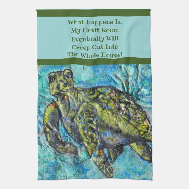 Sea Turtle Art and Crafter's Tea Towel (Vertical)