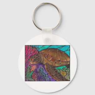 Sea Turtle Art...awesome stained glass style! Key Ring