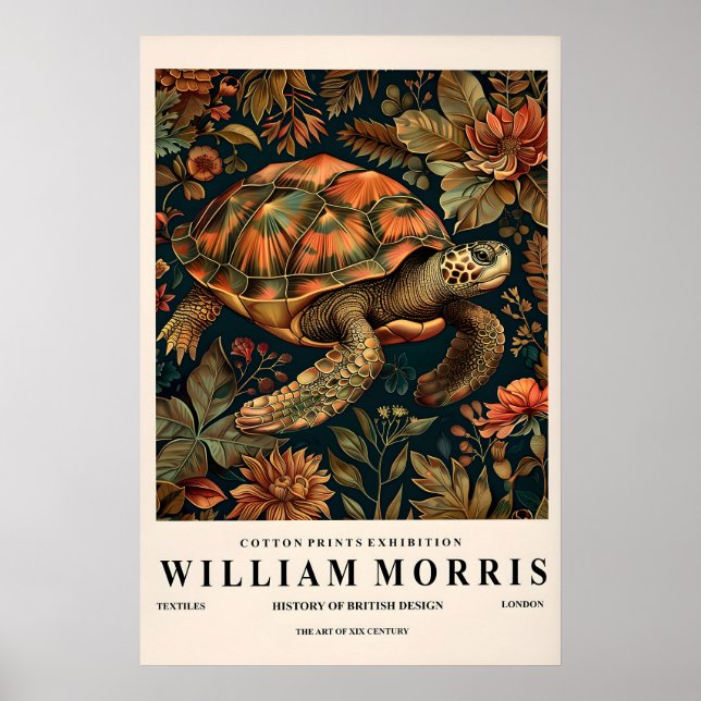 Sea Turtle Art Print William Morris Style (Front)