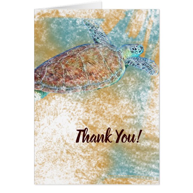 Sea Turtle Art Thank You Card (Front)