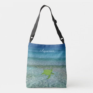 Sea turtle at the beach & calligraphy crossbody bag