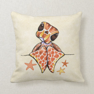 Sea Turtle Baby Brown Canvas Sand Cushion