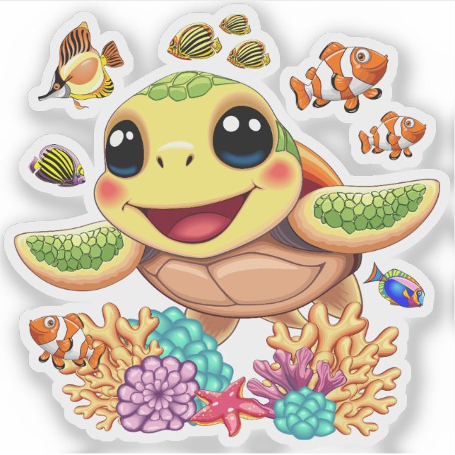 Sea Turtle Baby Happy and Cute Character (Front)