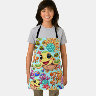 Sea Turtle Baby Happy and Cute Character Apron