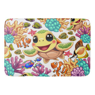 Sea Turtle Baby Happy and Cute Character Bath Mat