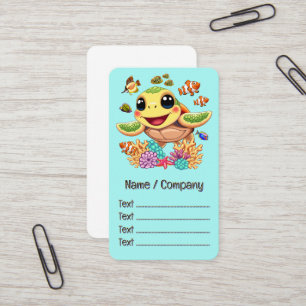 Sea Turtle Baby Happy and Cute Character Business Card