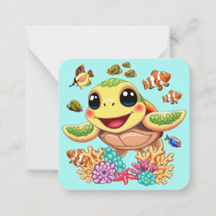 Sea Turtle Baby Happy and Cute Character Card