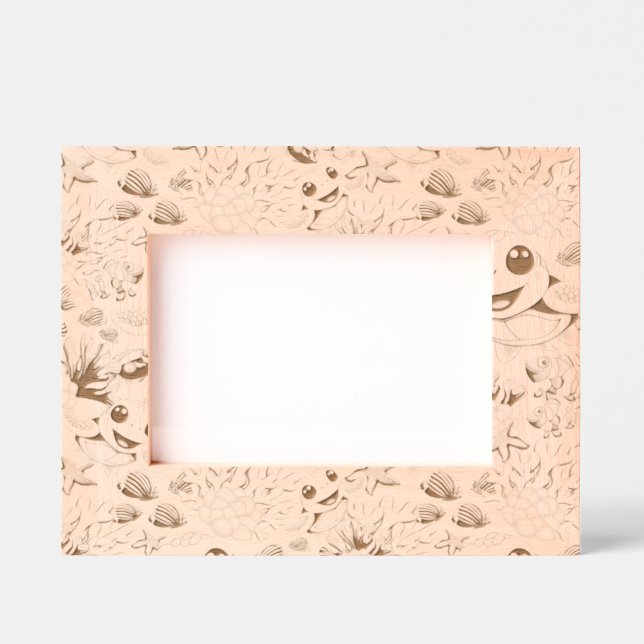 Sea Turtle Baby Happy and Cute Character Etched Frames (Front)