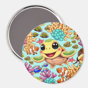 Sea Turtle Baby Happy and Cute Character Magnet