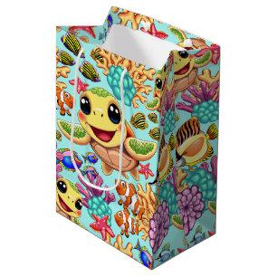 Sea Turtle Baby Happy and Cute Character Medium Gift Bag