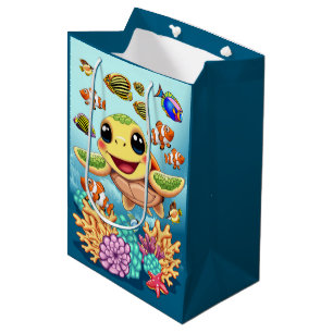 Sea Turtle Baby Happy and Cute Character Medium Gift Bag