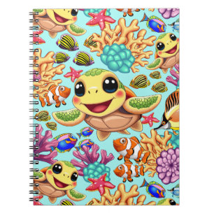 Sea Turtle Baby Happy and Cute Character Notebook
