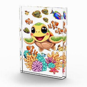 Sea Turtle Baby Happy and Cute Character Photo Block