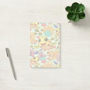Sea Turtle Baby Happy and Cute Character Post-it Notes
