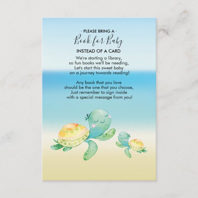 Sea Turtle Baby Shower Book for Baby Card (Front)
