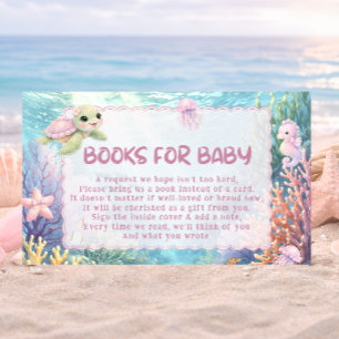 Sea Turtle Baby Shower Books for Baby Enclosure Card