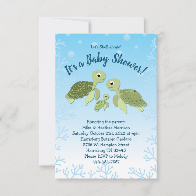 Sea Turtle Baby Shower Co-Ed Gender Neutral Invitation (Front)