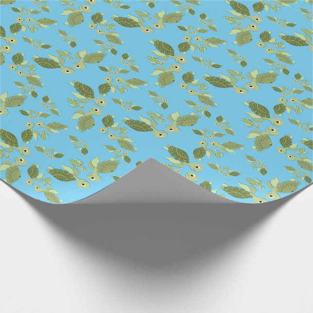 Sea Turtle Baby Shower Co-Ed Gender Neutral Wrapping Paper (Corner)