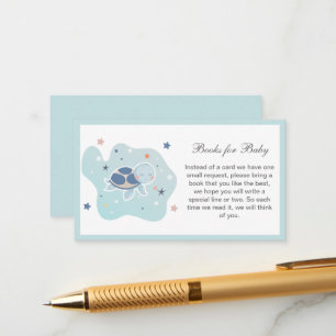 Sea Turtle Baby Shower Cute Ocean Books for Baby Enclosure Card