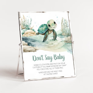 Sea Turtle Baby Shower Don't Say Baby Poster