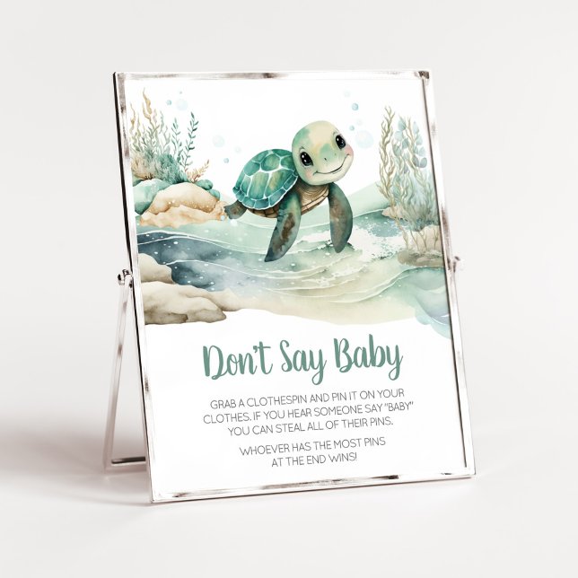 Sea Turtle Baby Shower Don't Say Baby Poster (A Little Hatching Is On the Way Baby Shower Don't Say Baby Sign)