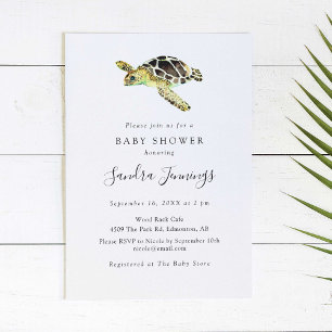 Sea Turtle Baby Shower Elegant Minimalist Simple Invitation
