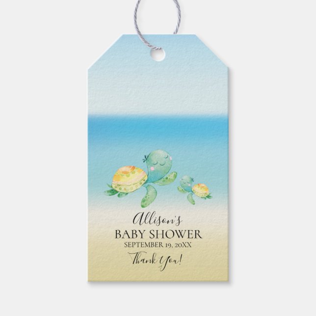Sea Turtle Baby Shower Favour Gift Tag (Front)