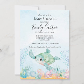 Sea Turtle Baby Shower Invitation - Blue Ocean