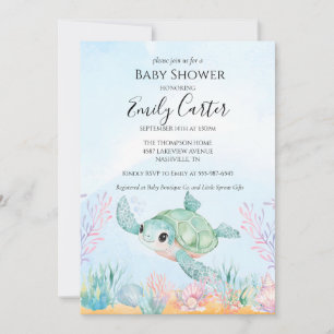 Sea Turtle Baby Shower Invitation - Pink