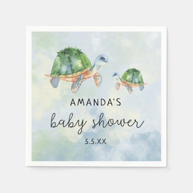 Sea Turtle - baby shower  Napkin (Front)