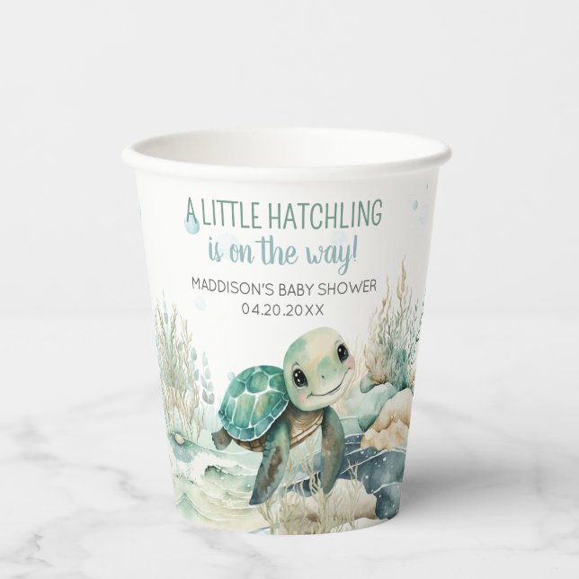 Sea Turtle Baby Shower Paper Cups (Front)
