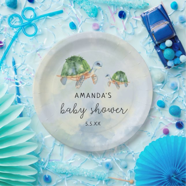 Sea Turtle - baby shower  Paper Plate (Party)