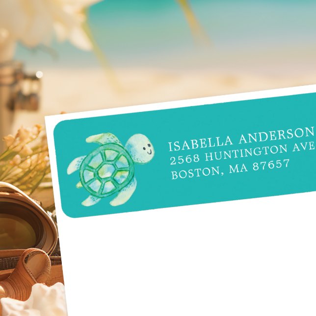 Sea Turtle Baby Shower Return Address Label (Creator Uploaded)