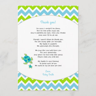Sea Turtle baby shower thank you note + poem