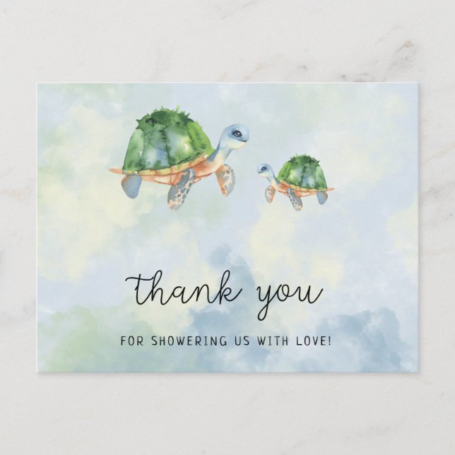 Sea turtle - baby shower thank you  postcard (Front)