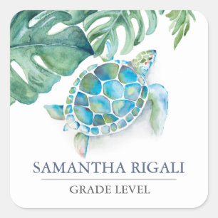 Sea Turtle Back To School  Square Sticker