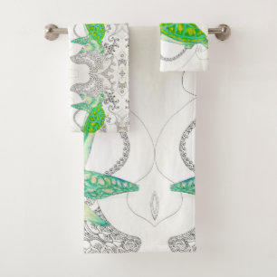 sea turtle bath towel set