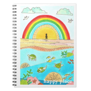 Sea Turtle Beach Adventure Happy Place Notebook