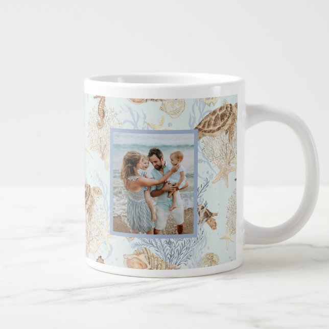 Sea Turtle Beach Blue Best Nana Photo Mothers Day Large Coffee Mug (Right)