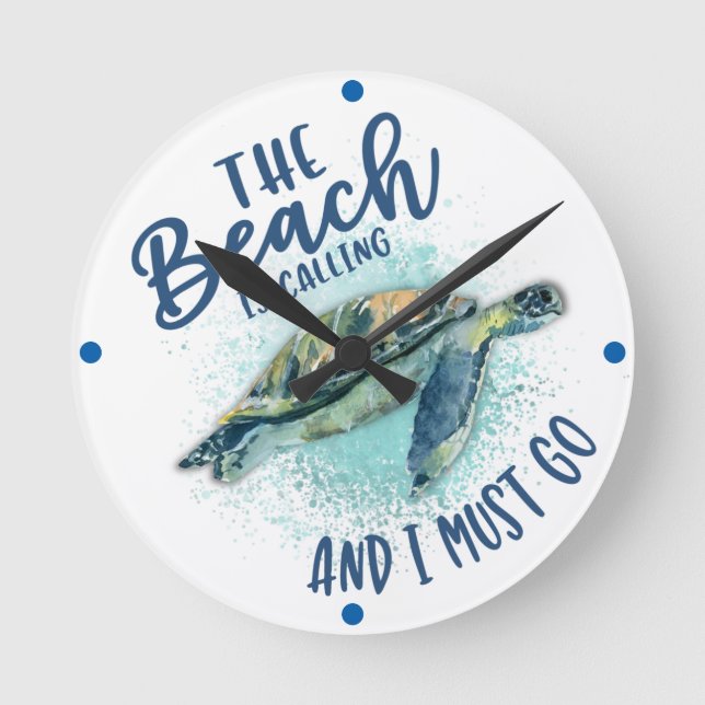 sea turtle beach calling round clock (Front)