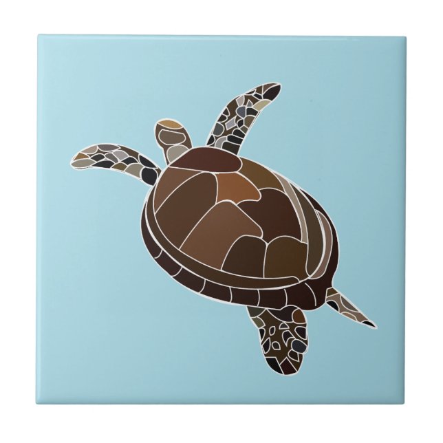 Sea Turtle Beach House Ceramic Tile (Front)