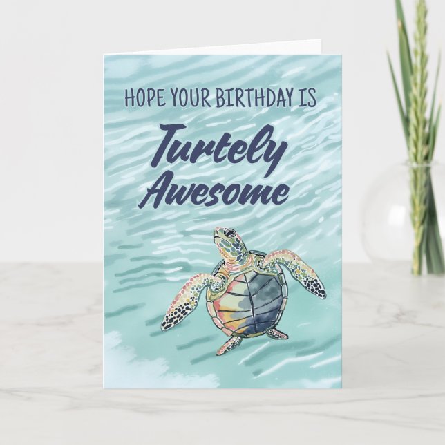 Sea Turtle Beach Lover Birthday Card (Front)