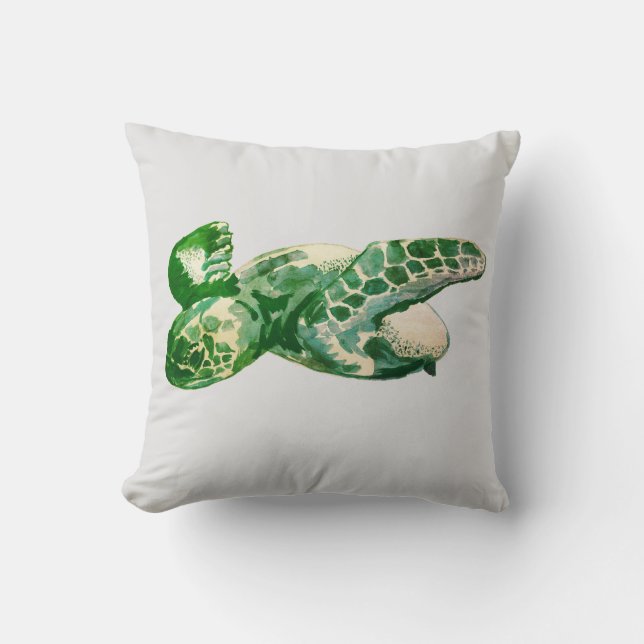 Sea Turtle Beach Painting Pillow (Front)