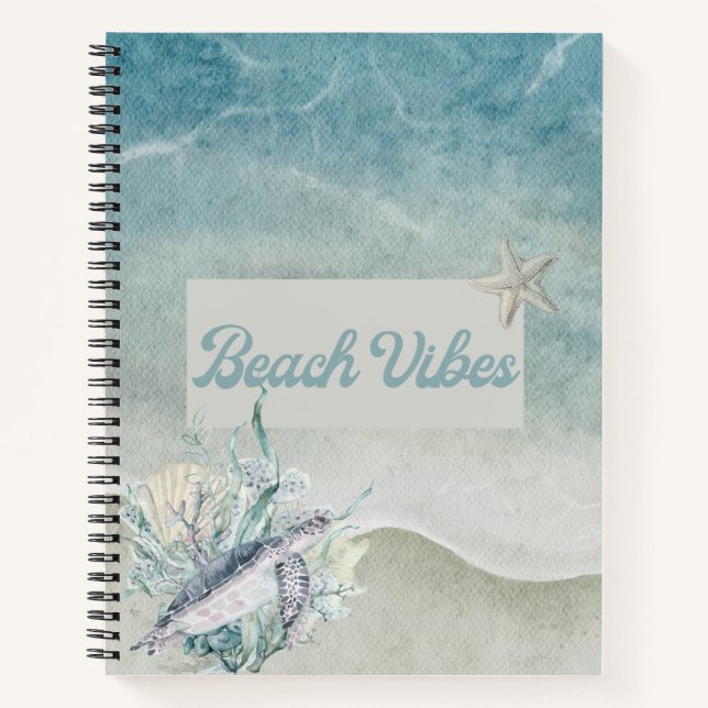 Sea Turtle Beach Theme Spiral Notebook (Front)