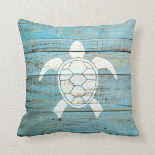 Sea Turtle Beach Weathered Wood Cushion