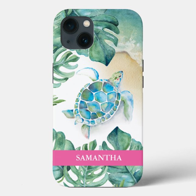 Sea Turtle Beachy Custom Phone Case (Back)