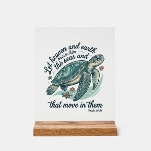Sea Turtle Bible Verse Vintage Engraving Design_1 Acrylic Sign